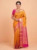 Yellow Tissue Brocade Semi Silk Saree