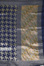 Mugdha Blue Georgette Saree Silver Zari Houndstooth Weave