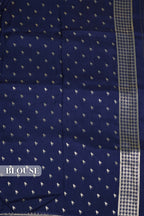Mugdha Blue Georgette Saree Silver Zari Houndstooth Weave