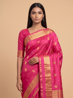 Purple With Print Motif With Rich Border Kanjeevaram Silk Saree