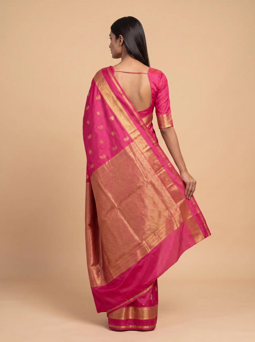 Purple With Print Motif With Rich Border Kanjeevaram Silk Saree