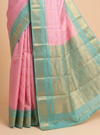 Mugdha Pink Semi Silk Saree with Green Border