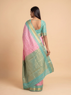 Mugdha Pink Semi Silk Saree with Green Border