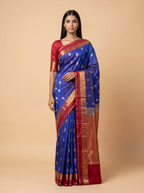 Dual Tone Blue & Pink Kanjeevaram Silk Saree