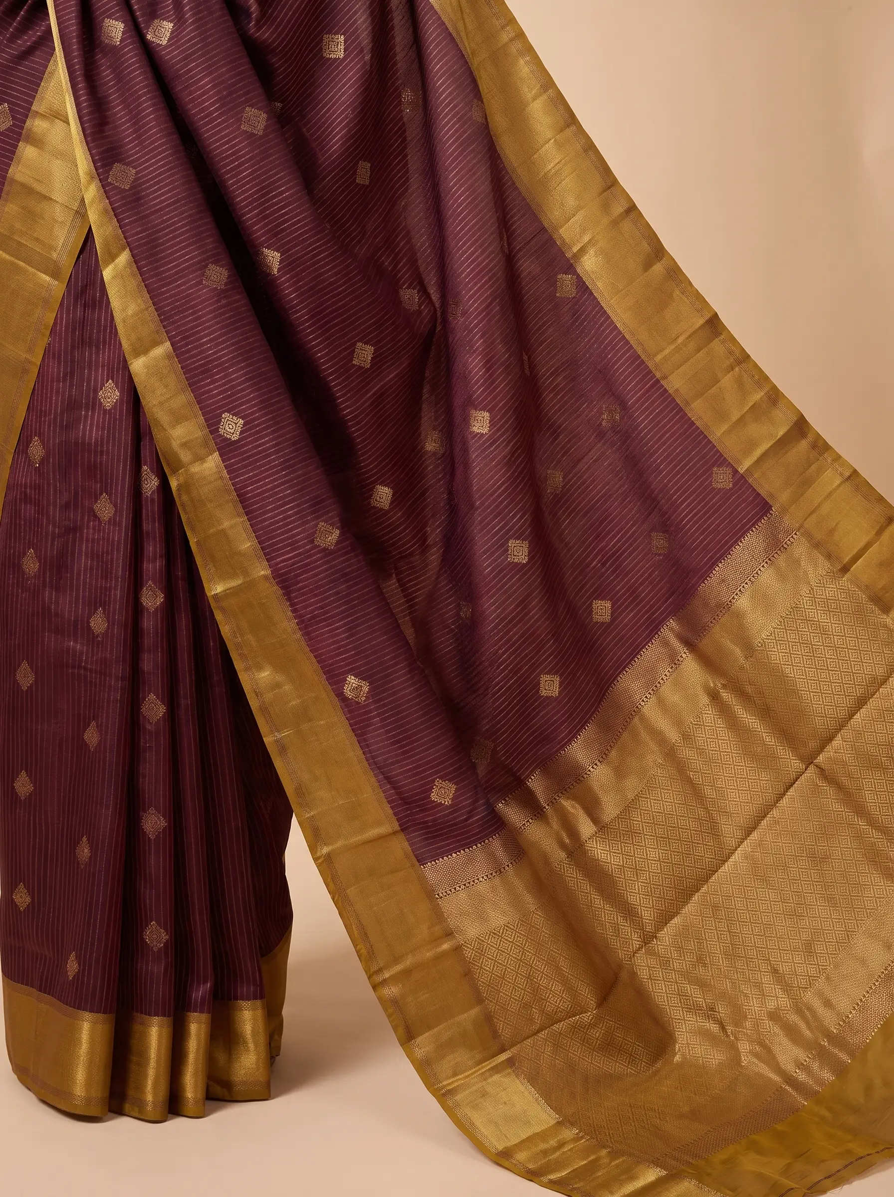 Coffee Brown Kanjeevaram Silk Saree with Yellow Pallu