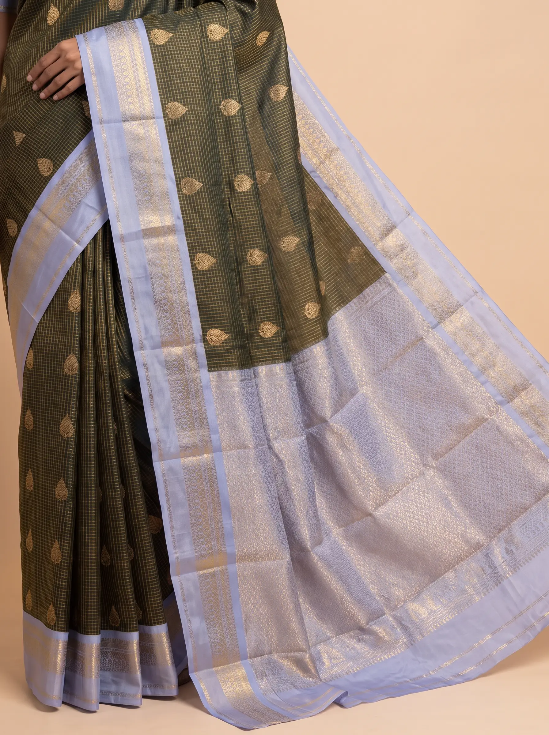 Mugdha Brown Semi Silk Golden Print Border