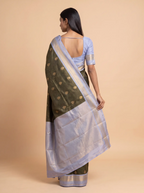 Mugdha Brown Semi Silk Golden Print Border