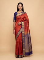 Mugdha Brown Kanjeevaram silk saree with Rich golden border