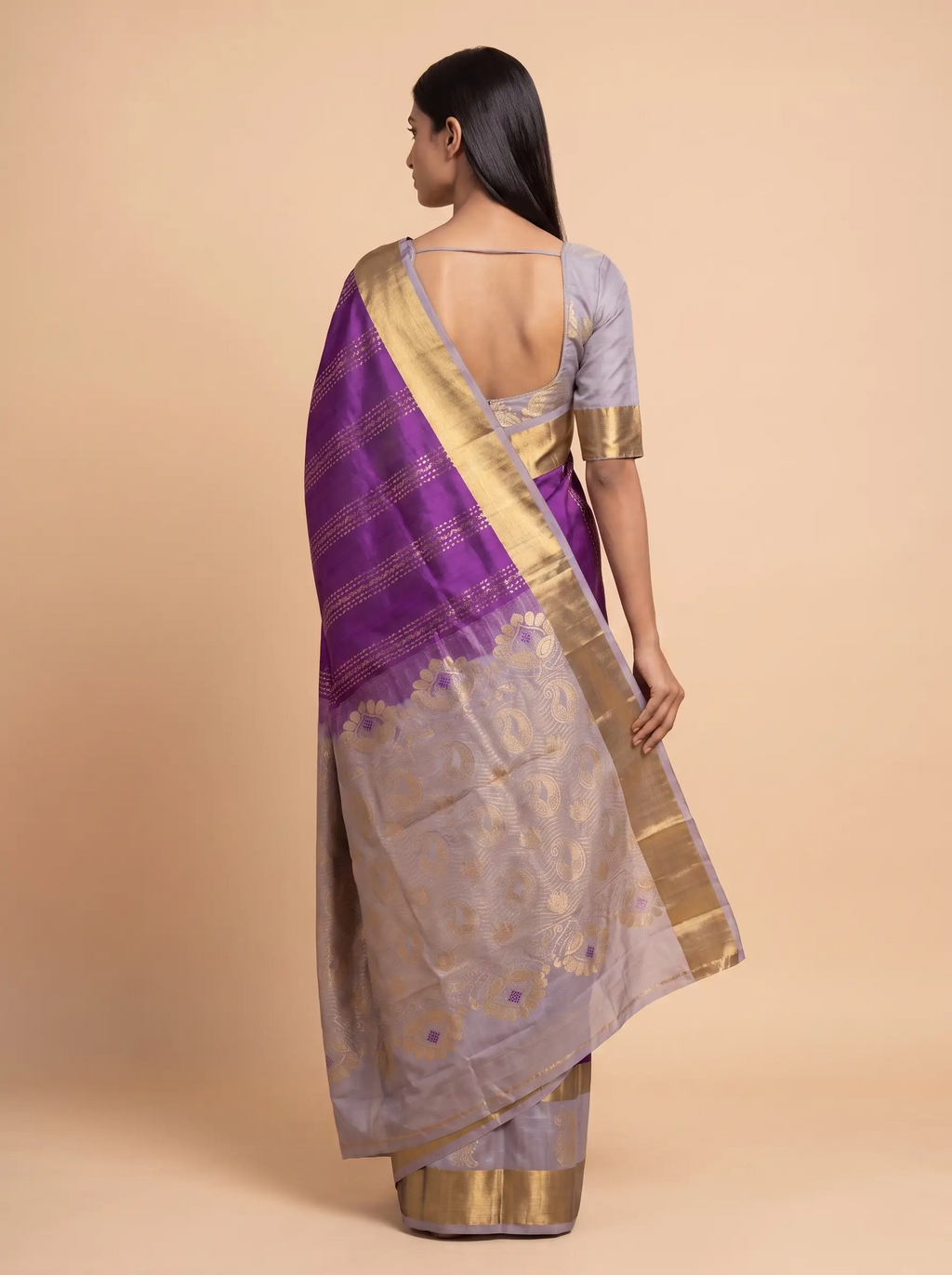 Mugdha Pink Kanjeevaram silk saree with peacock motif