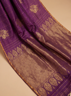 Mugdha Purple Kanjeevaram silk saree with flower butta