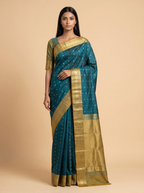Dark Green With Golden Zari Border