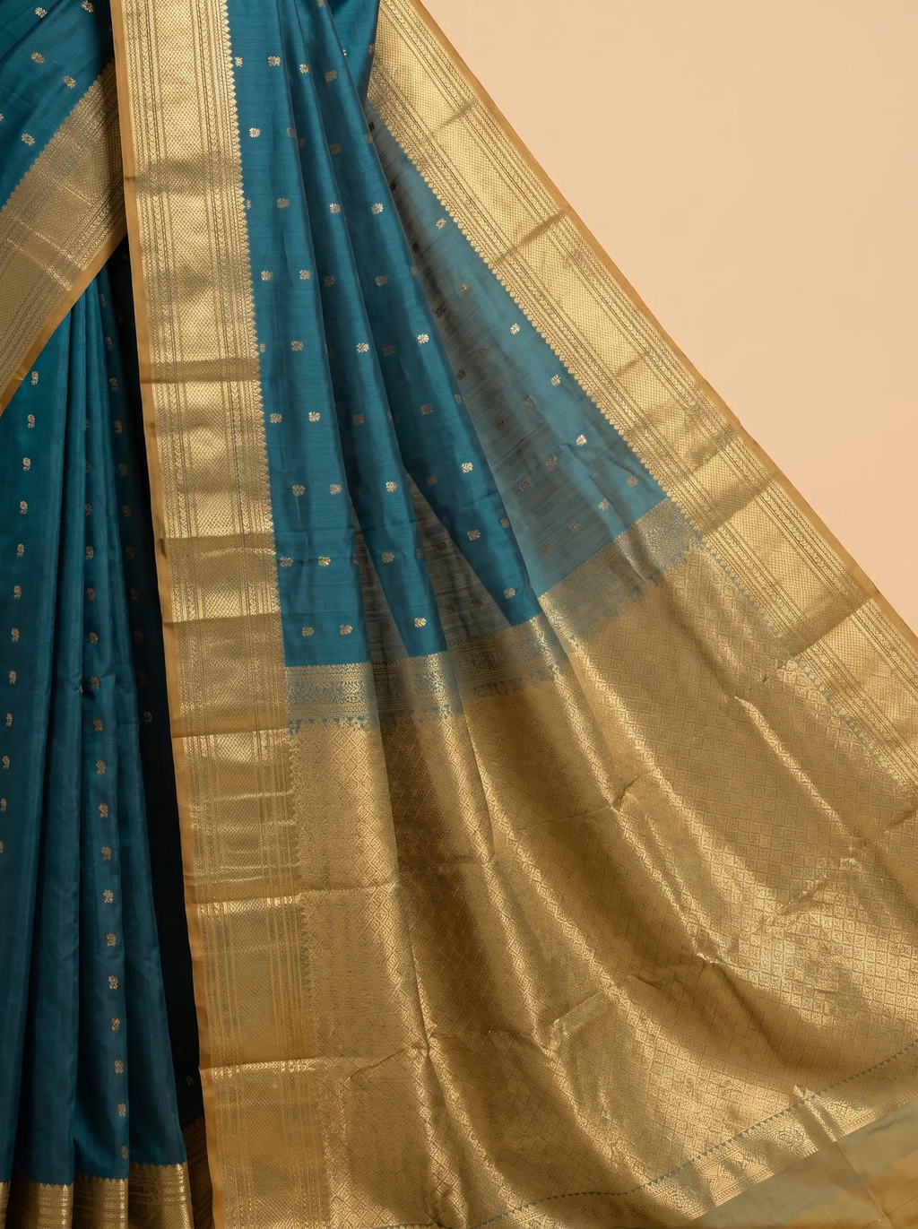 Dark Green With Golden Zari Border