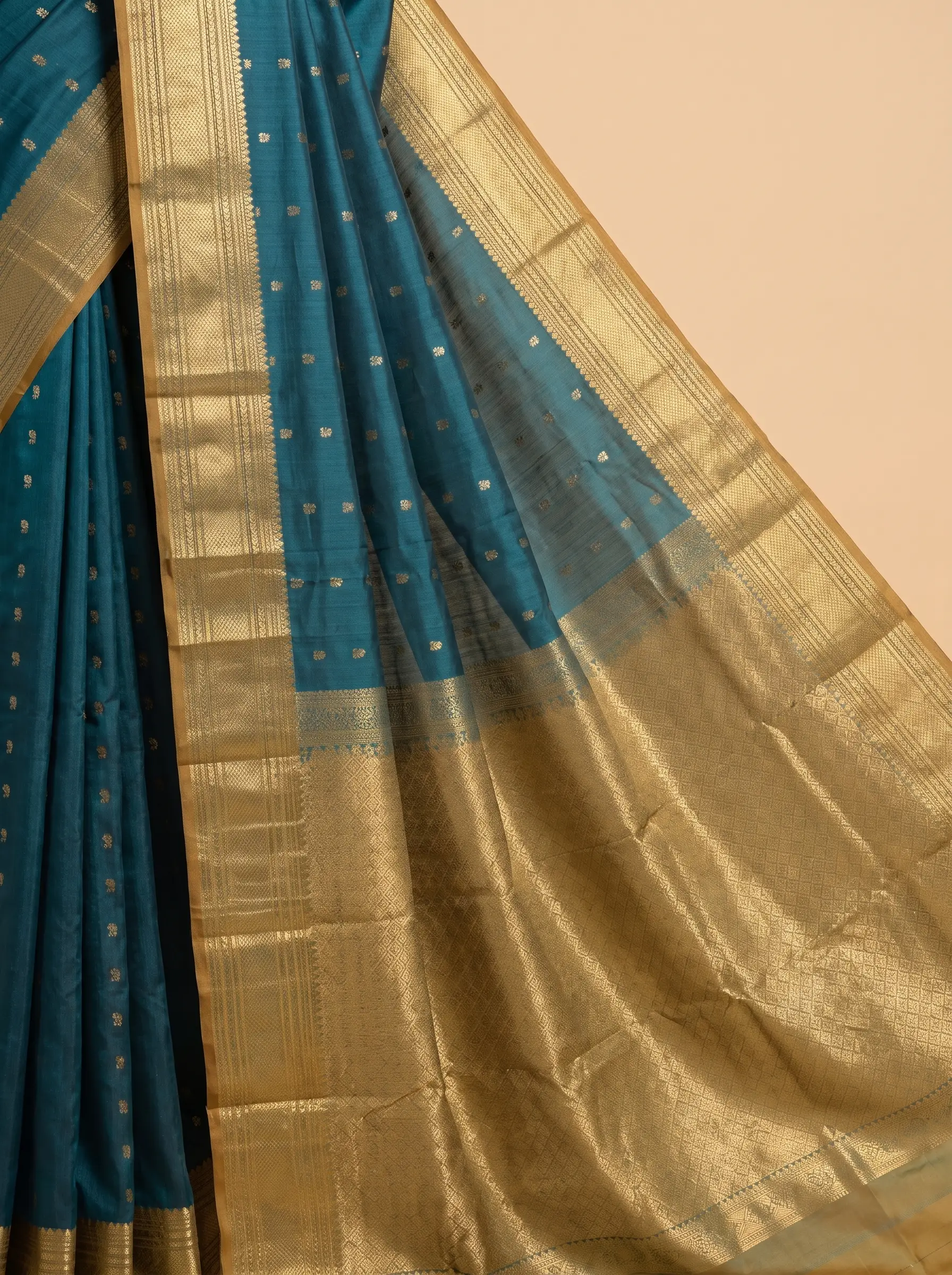 Dark Green With Golden Zari Border