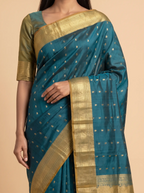 Dark Green With Golden Zari Border