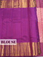 Pink Pure Kanjivaram Bridal Saree with Traditional Vanasingaram Temple Theme Border