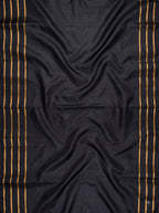 Tri-Colour Black Chiniya Silk Gold Zari Checked Saree.