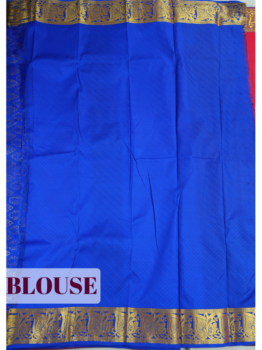 Red Tissue Brocade Semi Silk Saree