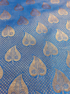 Dark Blue and Copper Zari Woven Semi Silk Saree