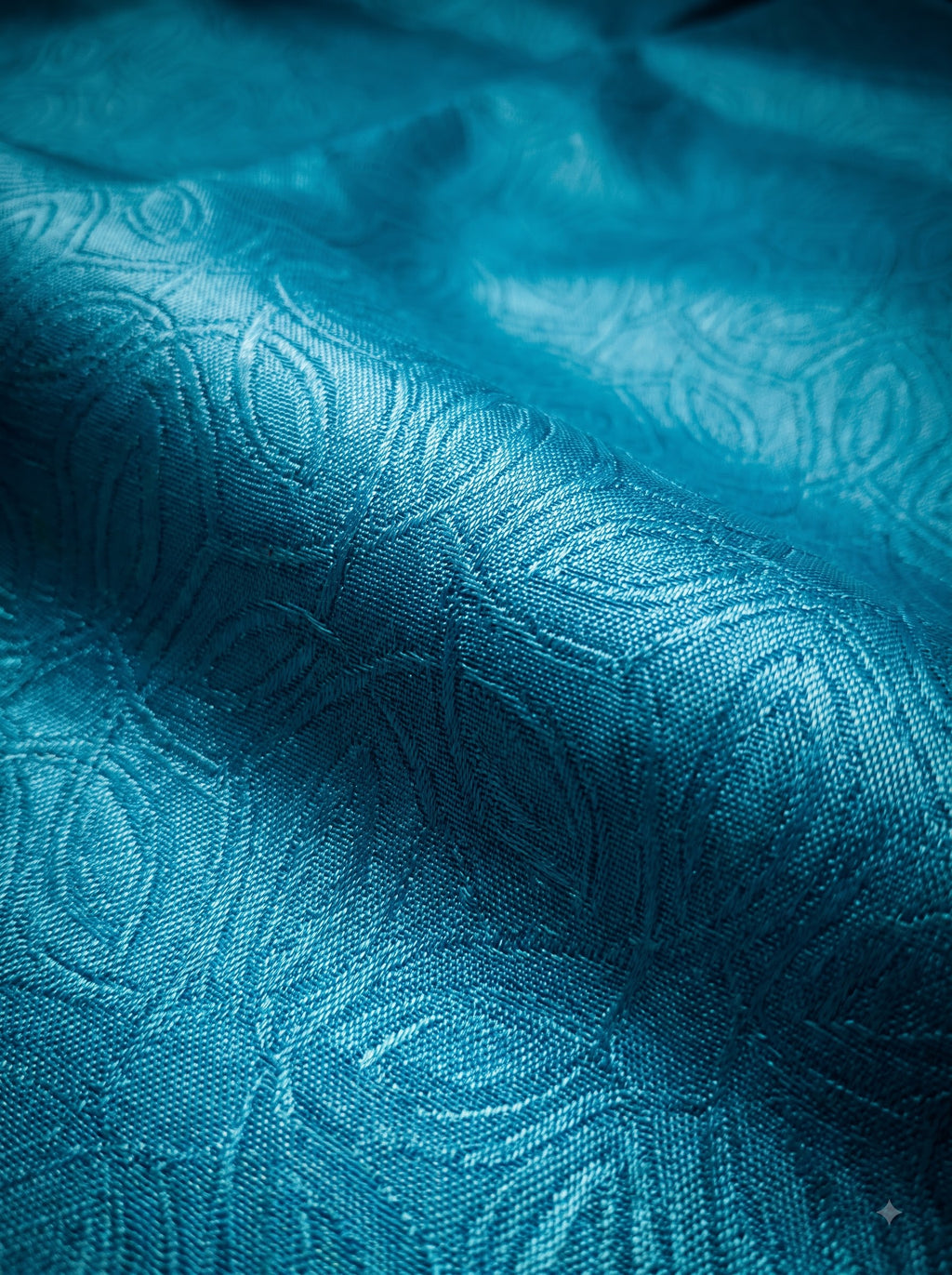 Aqua Blue Silk Saree with Self Woven Geometric Pattern