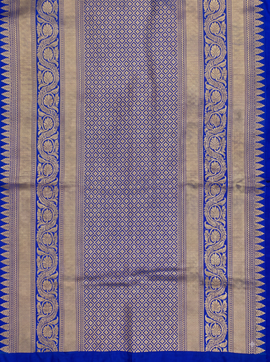 Purple Gold Tissue Brocade Saree with Green Contrast Section and Gold Zari Checks