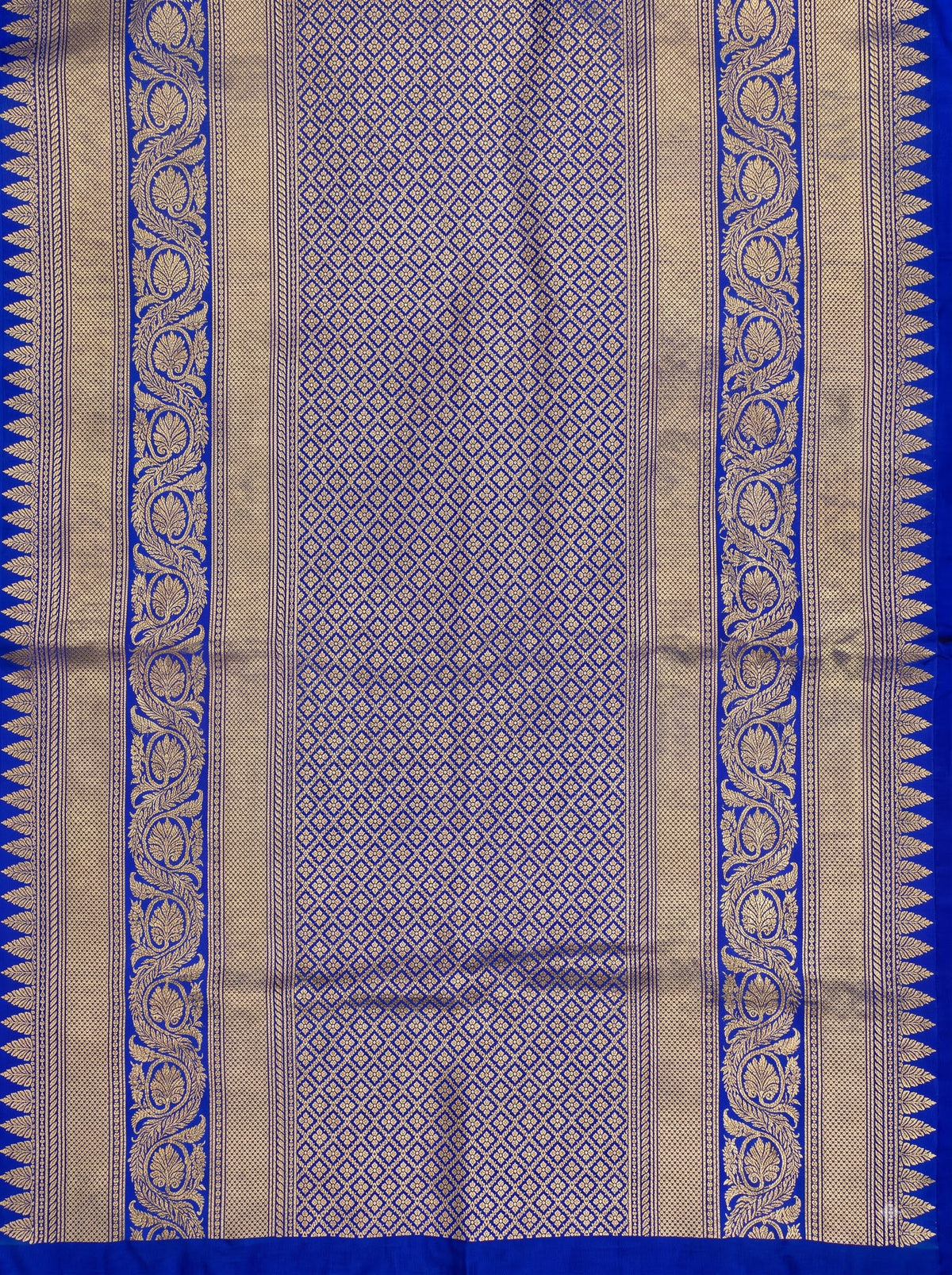 Purple Gold Tissue Brocade Saree with Green Contrast Section and Gold Zari Checks
