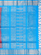 Bright Pink and Sky Blue Gold Zari Woven Chiniya Silk Saree