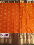 Orange Semi Silk Saree with Paisley Border and Rich Zari Weaving