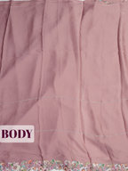 Rosewood Pink Satin Fancy Saree with Half-and-Half Floral Cutwork Border