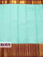 Sky Blue Pure Kanjivaram Bridal Saree with Korvai Zari Diamond Lattice Border