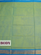 Lime Green Venkatagiri Cotton Saree with Zari Temple Chevron Border