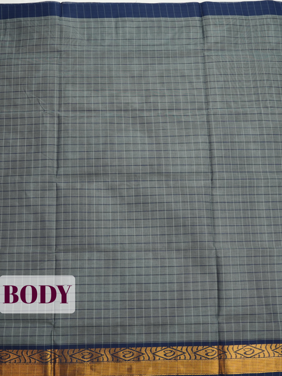 Slate Grey Venkatagiri Cotton Saree with Abstract Paisley Border