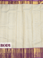 White Pure Kanchivaram Bridal Silk Saree with Floral Brocade