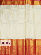 White Pure Kanchivaram Bridal Silk Saree with Floral Butta Zari Weave