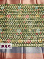 Green Semi Organza Saree with Dual tone zari with metallic lower plane
