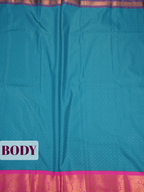 Teal Blue Bangalore Silk Saree with Magenta Floral Zari Pallu