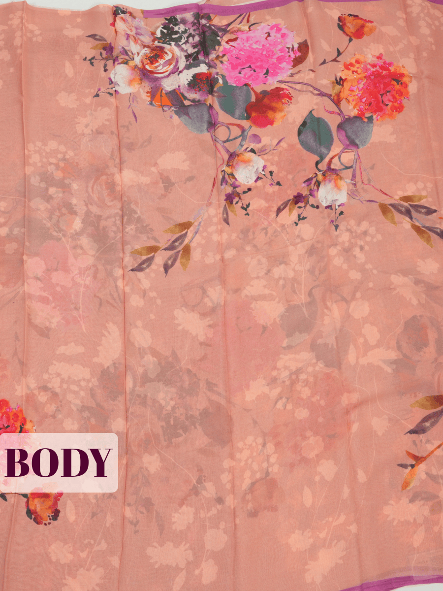 Light Pink Pure Chiffon Saree with Borderless Design