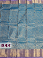 Blue Kanchivaram Saree with Floral Motif Brocade Border
