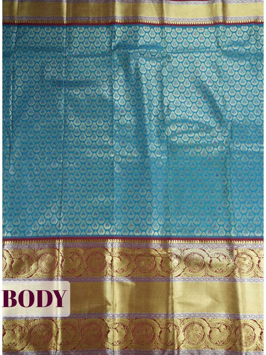 Blue Tissue Brocade Semi Silk Saree