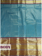 Blue Tissue Brocade Semi Silk Saree