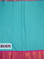 Turquoise Blue Bangalore Silk Saree with Magenta Brocade Pallu and Zari Border