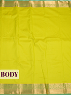 Lime Green Bangalore Semi Silk Saree with Jacquard Floral Zari Border