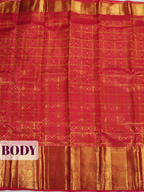 Red Kanchipuram Saree with Peacock and Geometric Zari Border