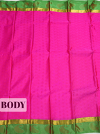 Magenta Pink Bangalore Semi Silk Saree with Wide Zari Stripe Border