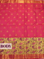 Rani Pink Pure Kanjivaram Bridal Saree with Meenakari Temple Vanasingaram Border