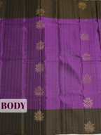 Purple Pure Kanchipuram Saree with Single Flower Motif Striped Border