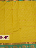 Emerald Green Bangalore Silk Saree with Mustard Yellow Pallu and Gold Zari