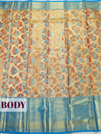 Beige Gold Pure Kanjivaram Tissue Saree with Anarkali Tissue Border with Floral Butta