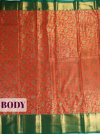 Red Tissue Brocade Semi Silk Saree