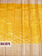 Yellow Kanchipuram Saree with Floral Vine Zari Border