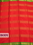 Red Mysore Silk Saree with Diamond Lattice Zari Border